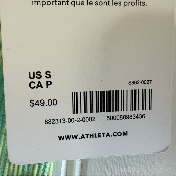 Athleta Aurora Borealis Green Ribbed Athletic Crop Top Small NEW. 995 - Picture 5 of 5